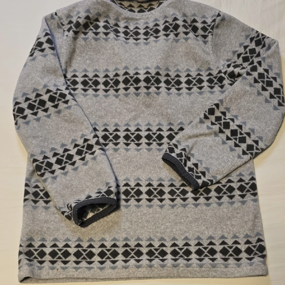 OshKosh Bgosh Kids Grey Geometric Fair Isle Fleece‎ Quarter Zip Pullover Size 7
